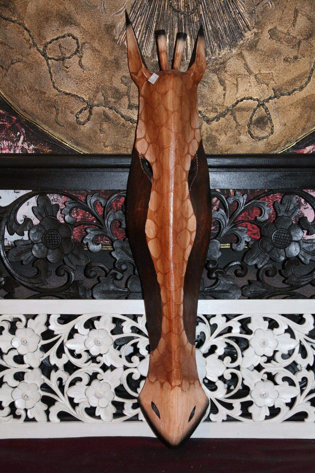 NEW Balinese Hand Carved Wooden African Animal Mask -  African Wall Art