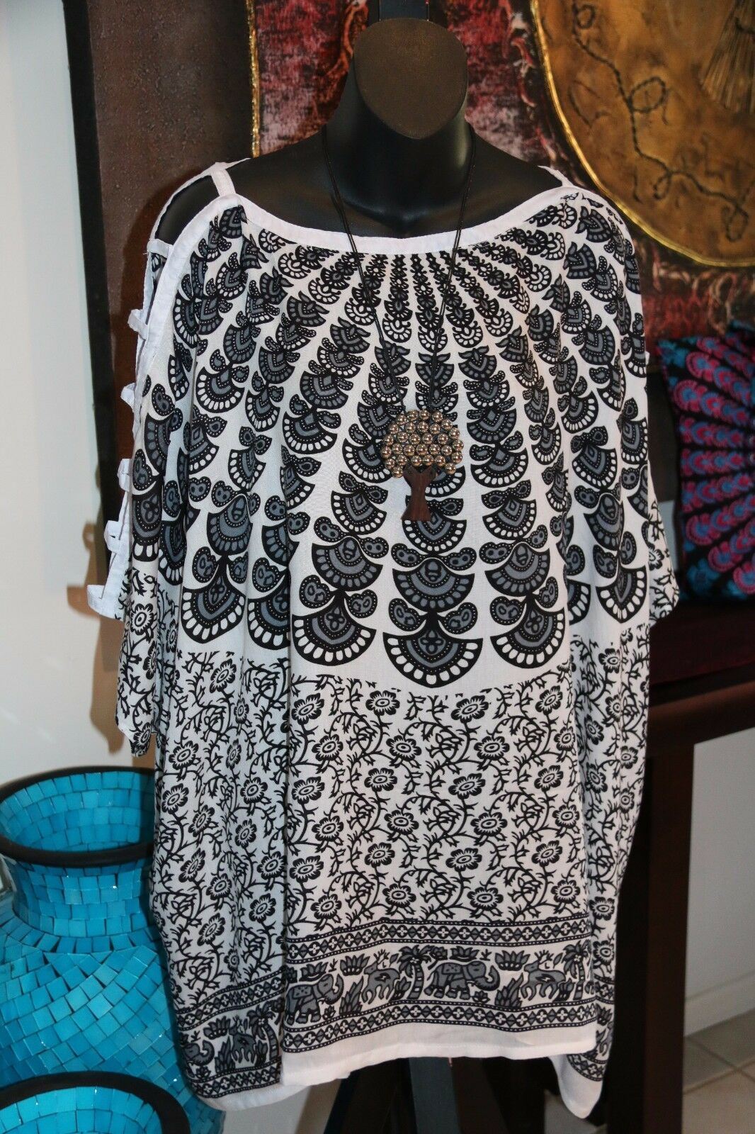 Balinese Kaftan Top - Beachwear / Casualwear - MANY COLOURS AVAIL - One Size