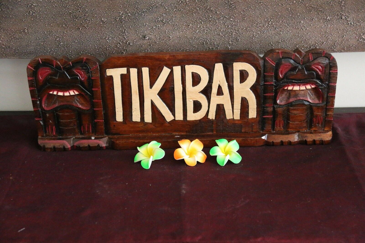 NEW Hand Crafted & Carved Free Standing Double Sided TIKI BAR Sign