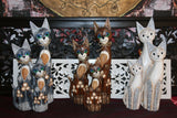 NEW Balinese Hand Carved Set 3 Cats - Wood Carved Bali Animals - Set 3 cats CUTE