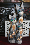 NEW Balinese Hand Carved Set 3 Cats - Wood Carved Bali Animals - Set 3 cats CUTE
