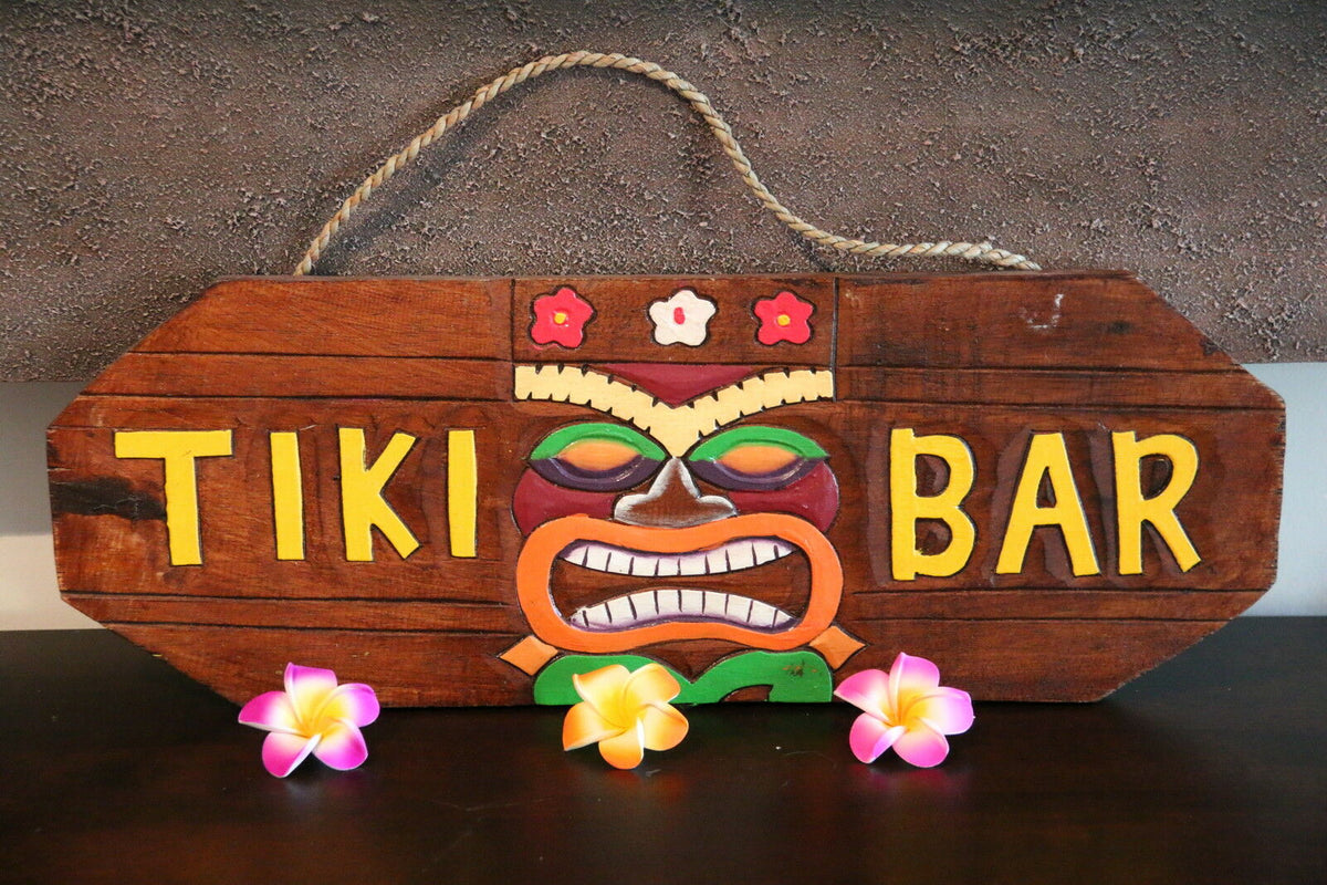 NEW Hand Crafted & Carved Tiki Bar TIKI BAR Sign - Tropical Island Bali Bar Sign