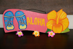 NEW Bali Hand Crafted ALOHA Sign -  Many Colours - Tropical Design