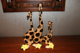 Brand New Bali Hand Crafted Wooden Giraffe Sculptures Set 3 - Balinese Wood Art