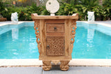 NEW Beautifully Hand Carved TEAK Wood Balinese Bedside Table - Bali Side Table