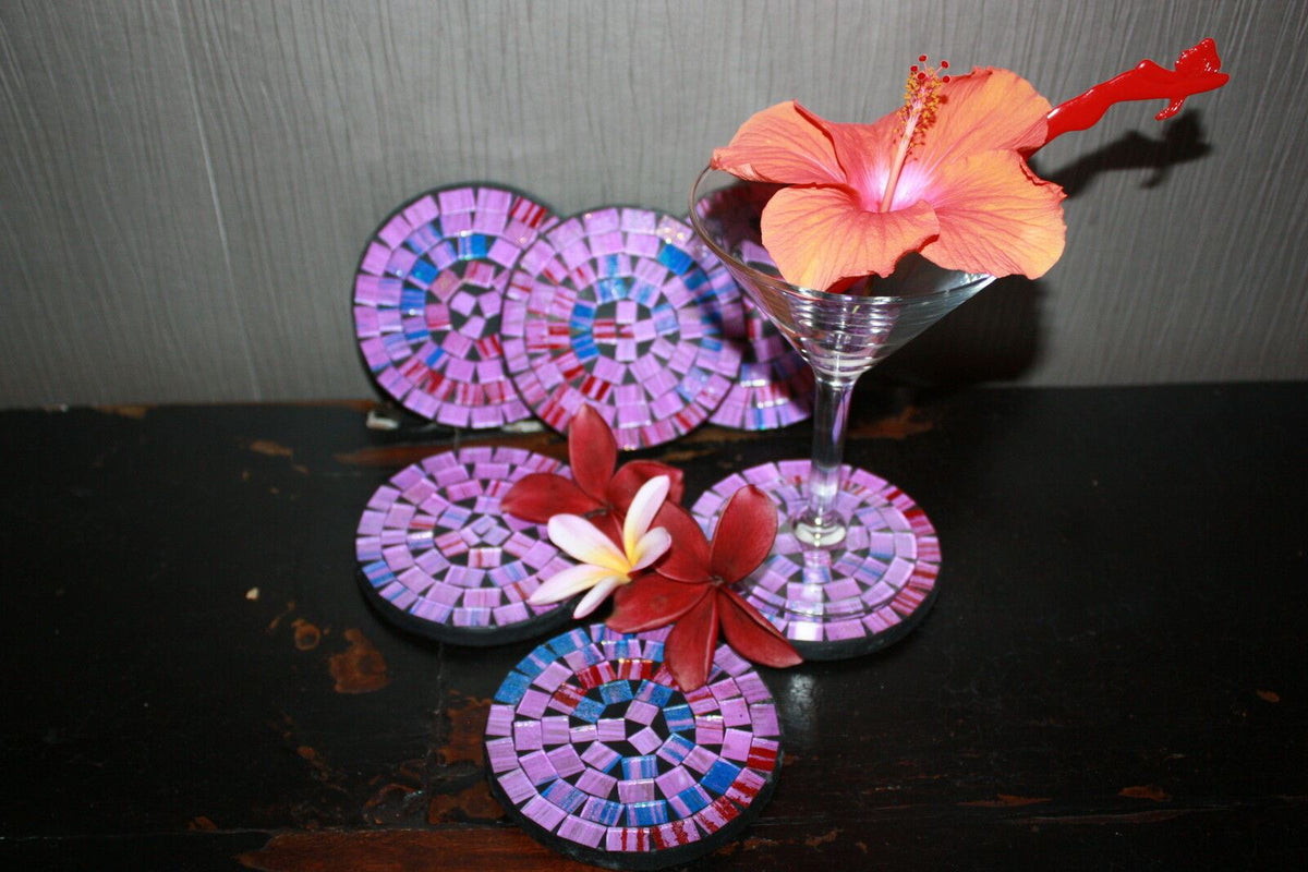 NEW Hand Crafted Balinese Mosaic Coasters - Bali Mosaic Coasters - MANY COLOURS