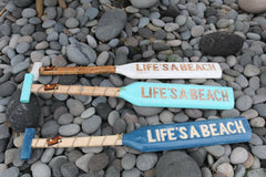 NEW Balinese Hand Crafted LIFE'S A BEACH Paddle Decor - 3 Colours Available