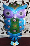NEW Bali Hand Crafted Metal Wall Art Owl - Balinese Metal Art Owl 2 Sizes Avail