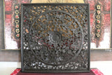 NEW Balinese Hand Carved Black Mandala Wood Panel - Bali Mandala Wooden Panel