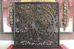 NEW Balinese Hand Carved Black Mandala Wood Panel - Bali Mandala Wooden Panel