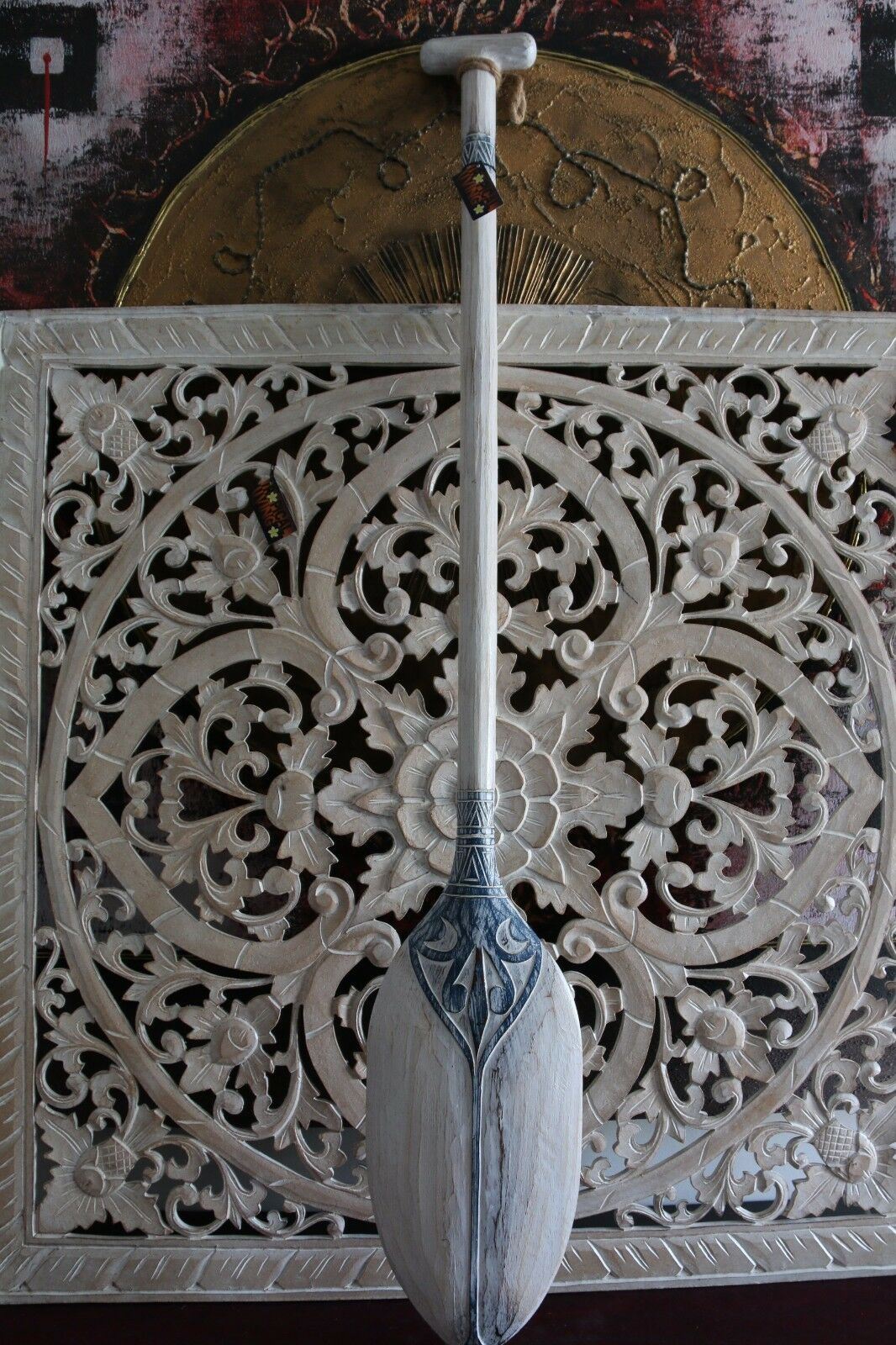 NEW Hand Crafted Balinese Tribal / Primitive Wall Hung Paddle - BALI BOHO Art