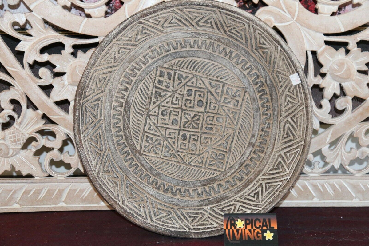 NEW Hand Carved TIMOR Tribal / Primitive Plate or Platter  - BALI BOHO Art