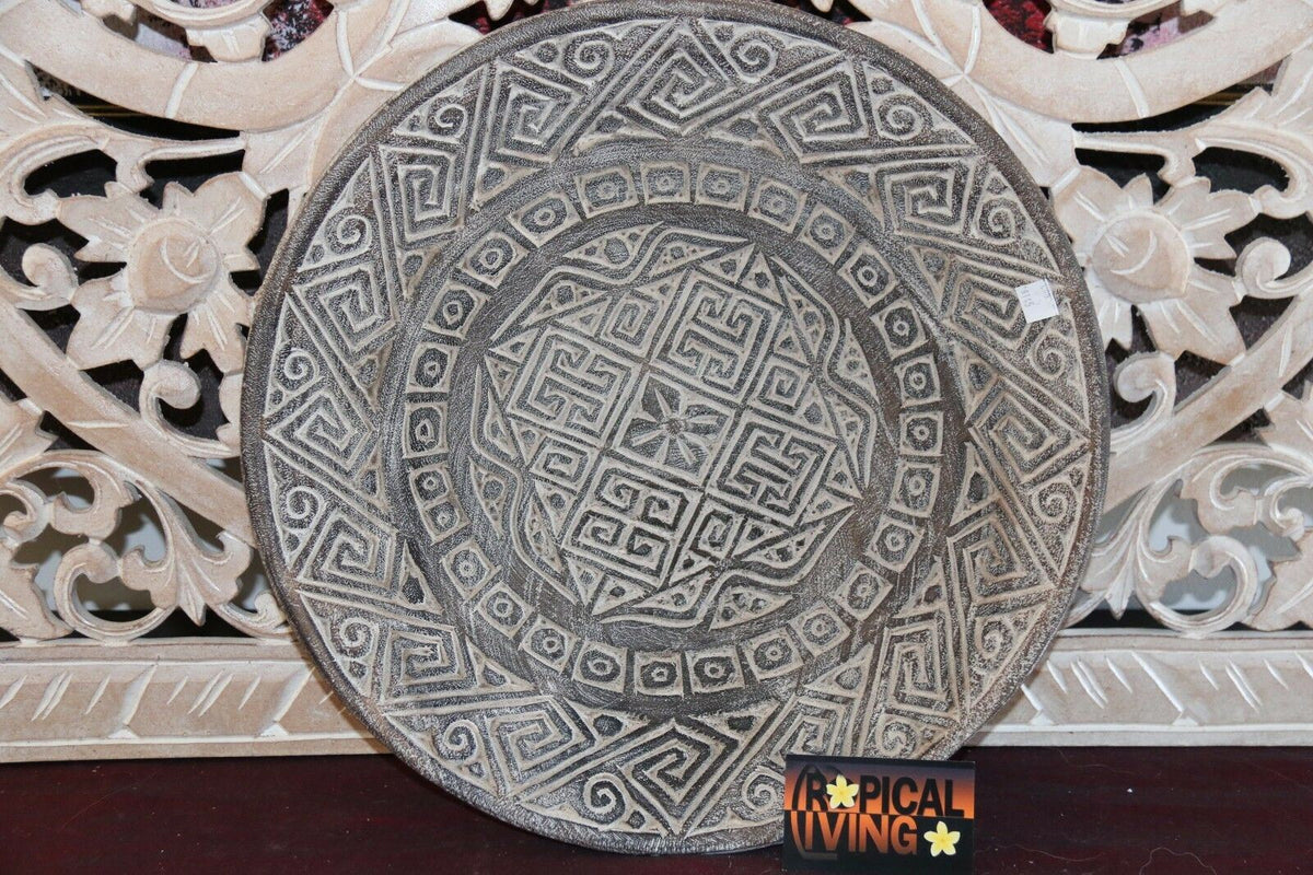 NEW Hand Carved TIMOR Tribal / Primitive Plate or Platter  - BALI BOHO Art