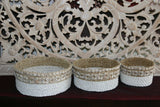 NEW Balinese BOHO Hand Crafted Seagrass Open Basket w/Shell Trim - 3 Sizes Avail