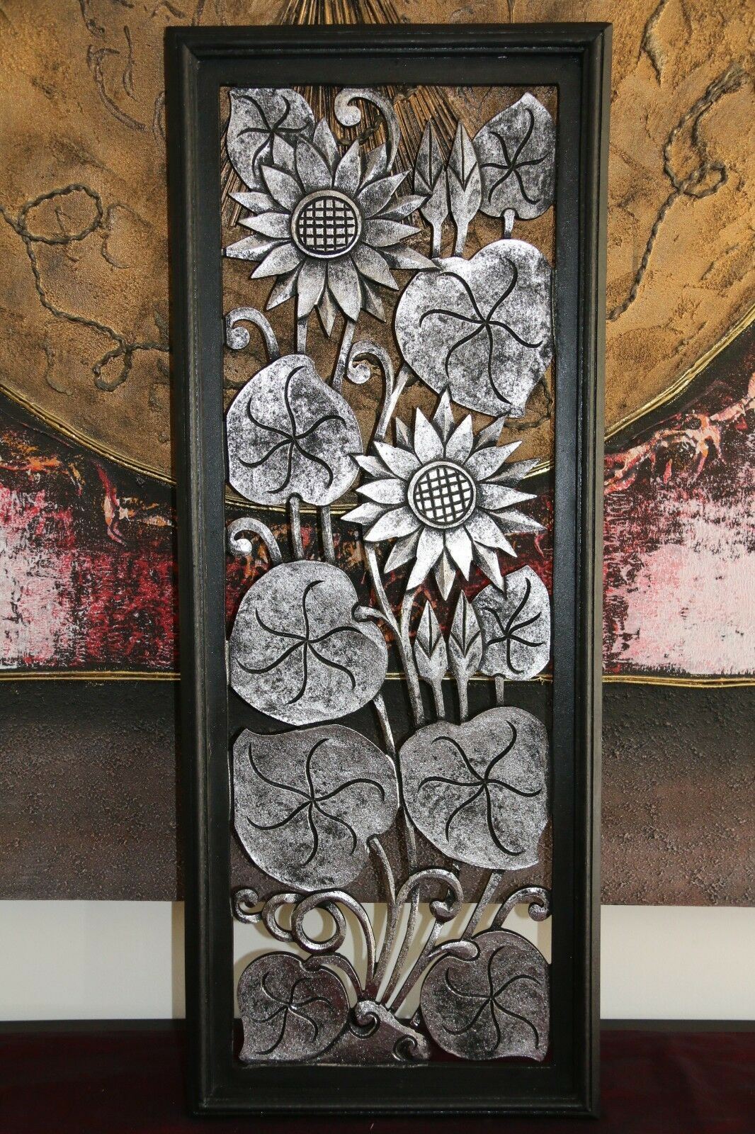 NEW Balinese Carved MDF/Wood Lotus / Tropical Wall Panels - Bali Wall Art - 4