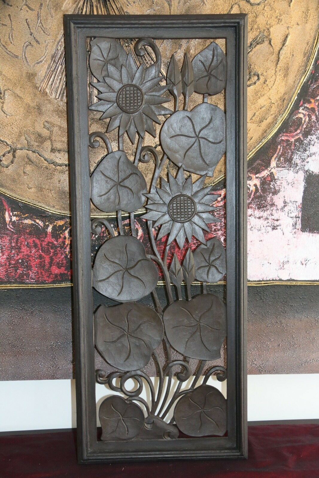 NEW Balinese Carved MDF/Wood Lotus / Tropical Wall Panels - Bali Wall Art - 4