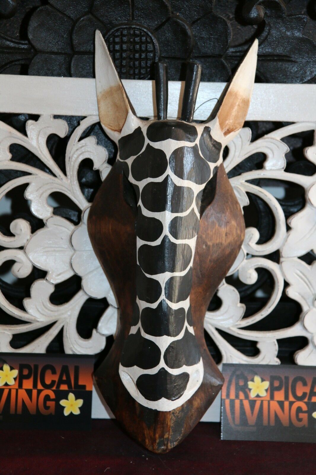 NEW Balinese Hand Carved Wooden African Animal Mask -  African Wall Art
