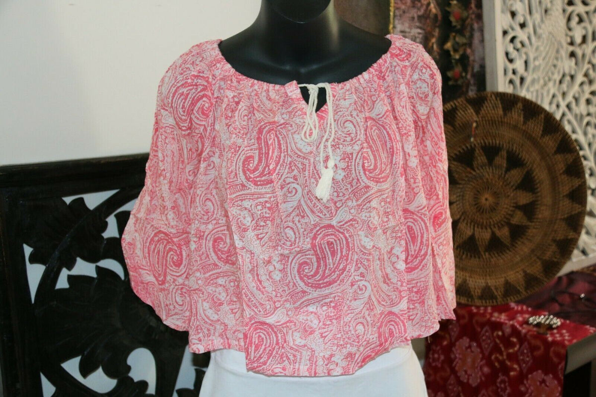 Beautiful 3/4 Sleeve Top - 4 COLOURS AVAIL One Size - Balinese Clothing