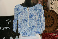 Beautiful 3/4 Sleeve Top - 4 COLOURS AVAIL One Size - Balinese Clothing