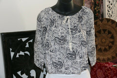 Beautiful 3/4 Sleeve Top - 4 COLOURS AVAIL One Size - Balinese Clothing