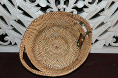 NEW Balinese Hand Woven Rattan Open Basket w/Handles - 2 Colours - Rattan Fruit