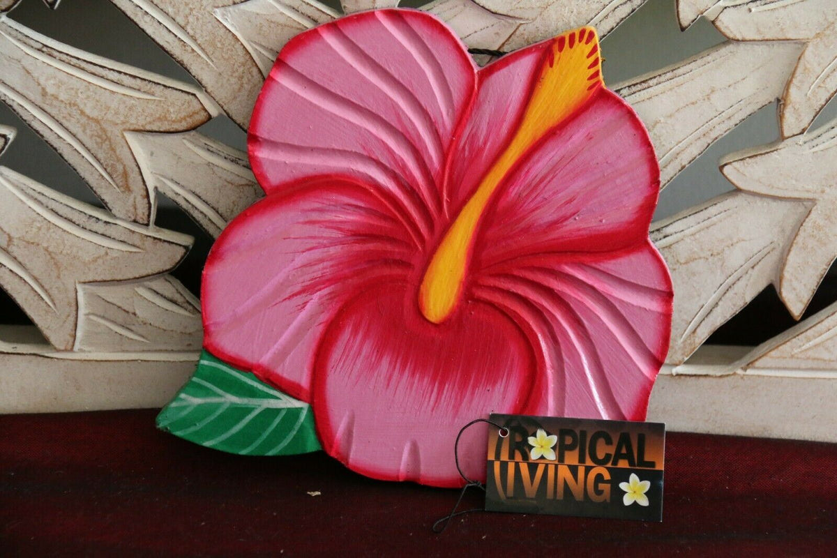 NEW Hand Crafted Balinese MDF Hibiscus Flower - Bali Wall Art