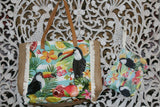 NEW Tropical Shoulder Bag + Purse / Make Up Bag set - Lovely Bright Colours