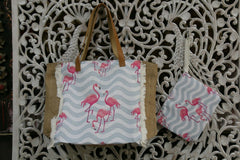 NEW Tropical Shoulder Bag + Purse / Make Up Bag set - Lovely Bright Colours