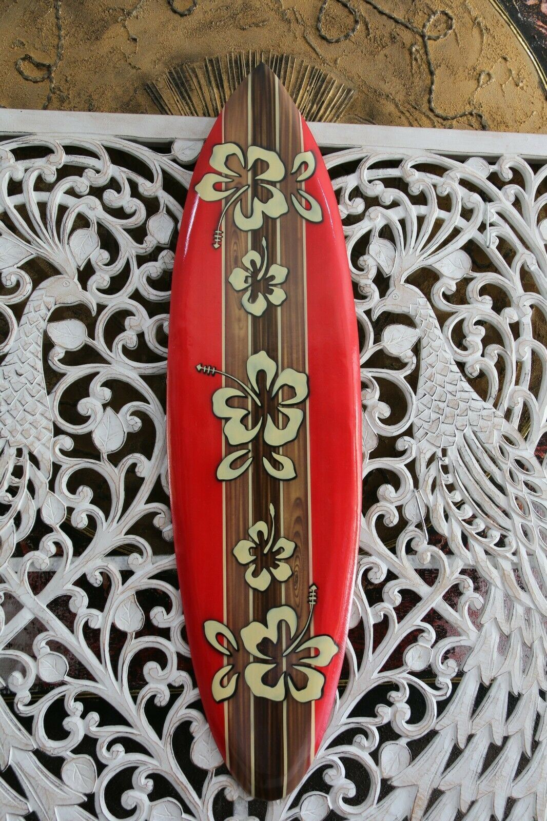 NEW Bali Handmade Woodie Surfboard Wall Decor 80cm - Bali Surfboard Wall Art