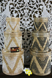 NEW Balinese Hand Woven Natural Bamboo Basket with Lid - Mandala Design - 3 size