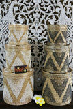 NEW Balinese Hand Woven Natural Bamboo Basket with Lid - Mandala Design xx