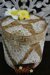 NEW Balinese Hand Woven Natural Bamboo Basket with Lid - Mandala Design - 3 size