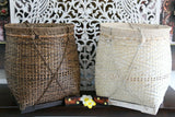 NEW Balinese Hand Woven Bamboo/Rattan Open Basket w/Handles - 2 Colours