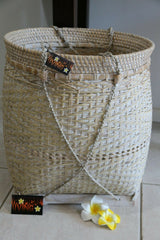 NEW Balinese Hand Woven Bamboo/Rattan Open Basket w/Handles - 2 Colours