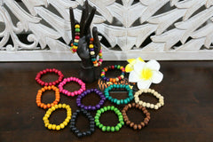 NEW Hand Crafted Wooden Bead Bracelet - MANY COLOURS - Perfect Inexpensive Gift