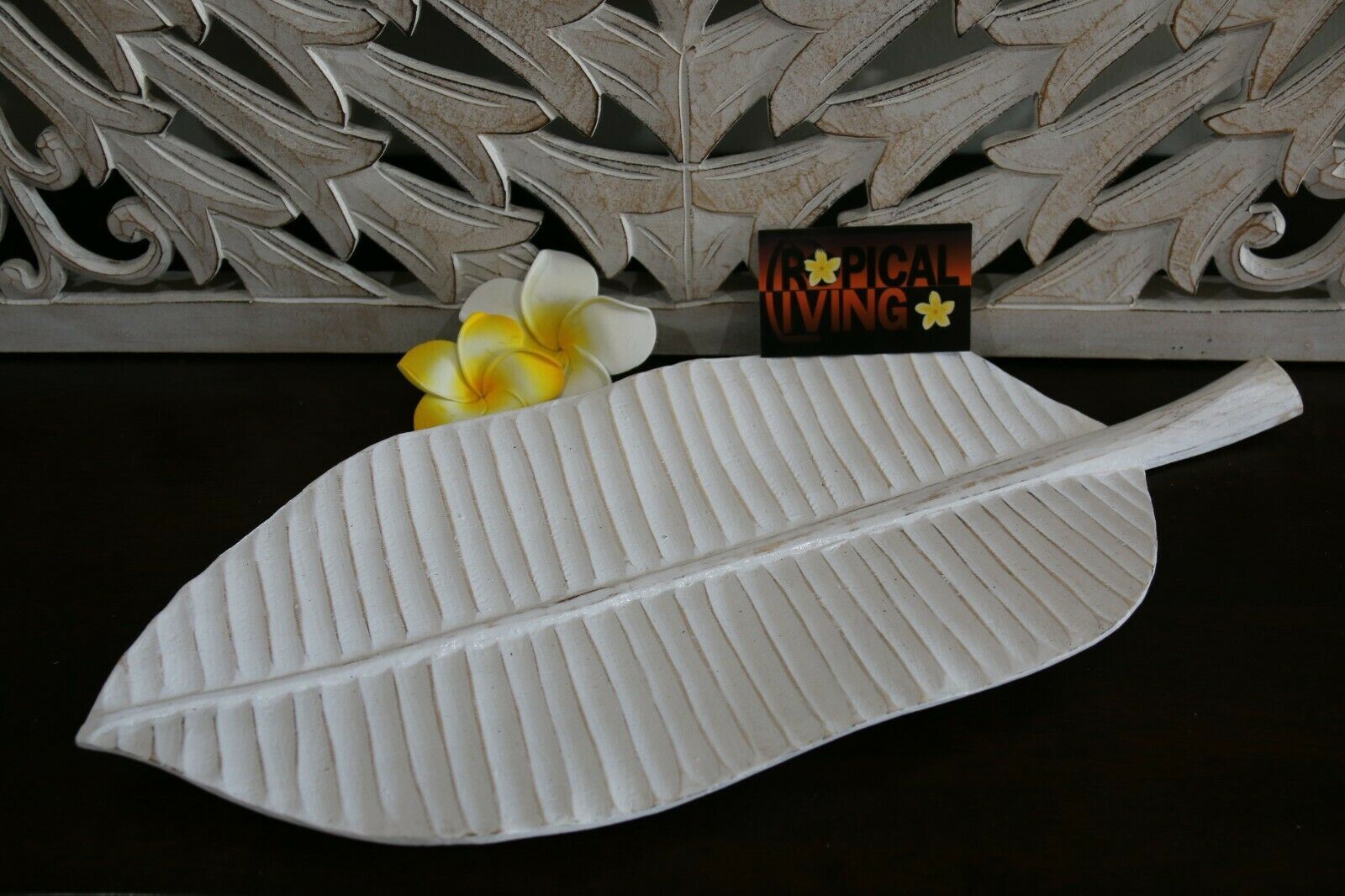 NEW Balinese Hand Carved Wooden Banana Leaf Platter - 3 sizes available.