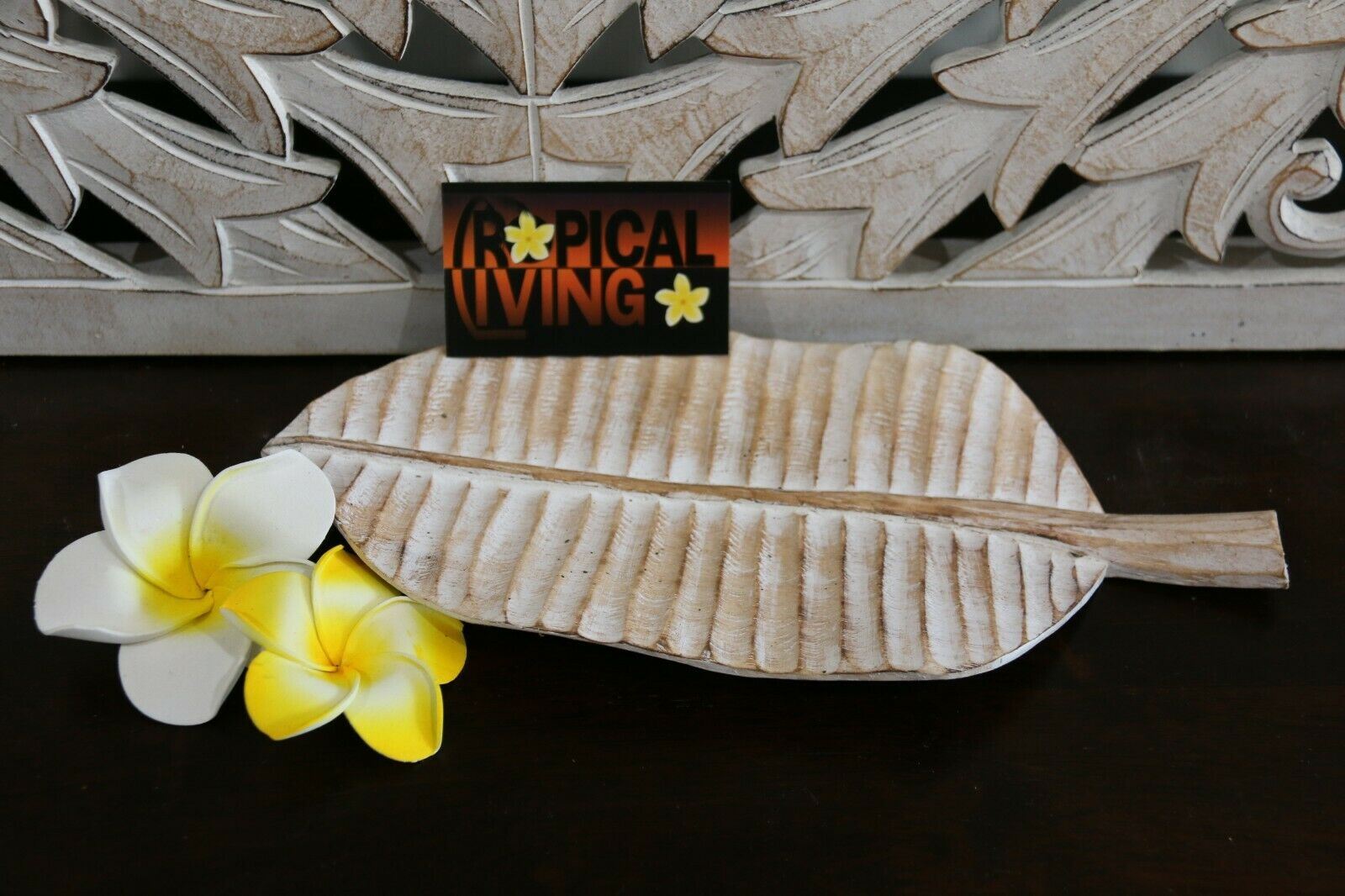 NEW Balinese Hand Carved Wooden Banana Leaf Platter - 3 sizes available.