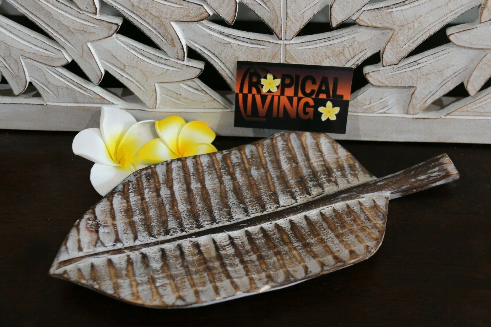 NEW Balinese Hand Carved Wooden Banana Leaf Platter - 3 sizes available.