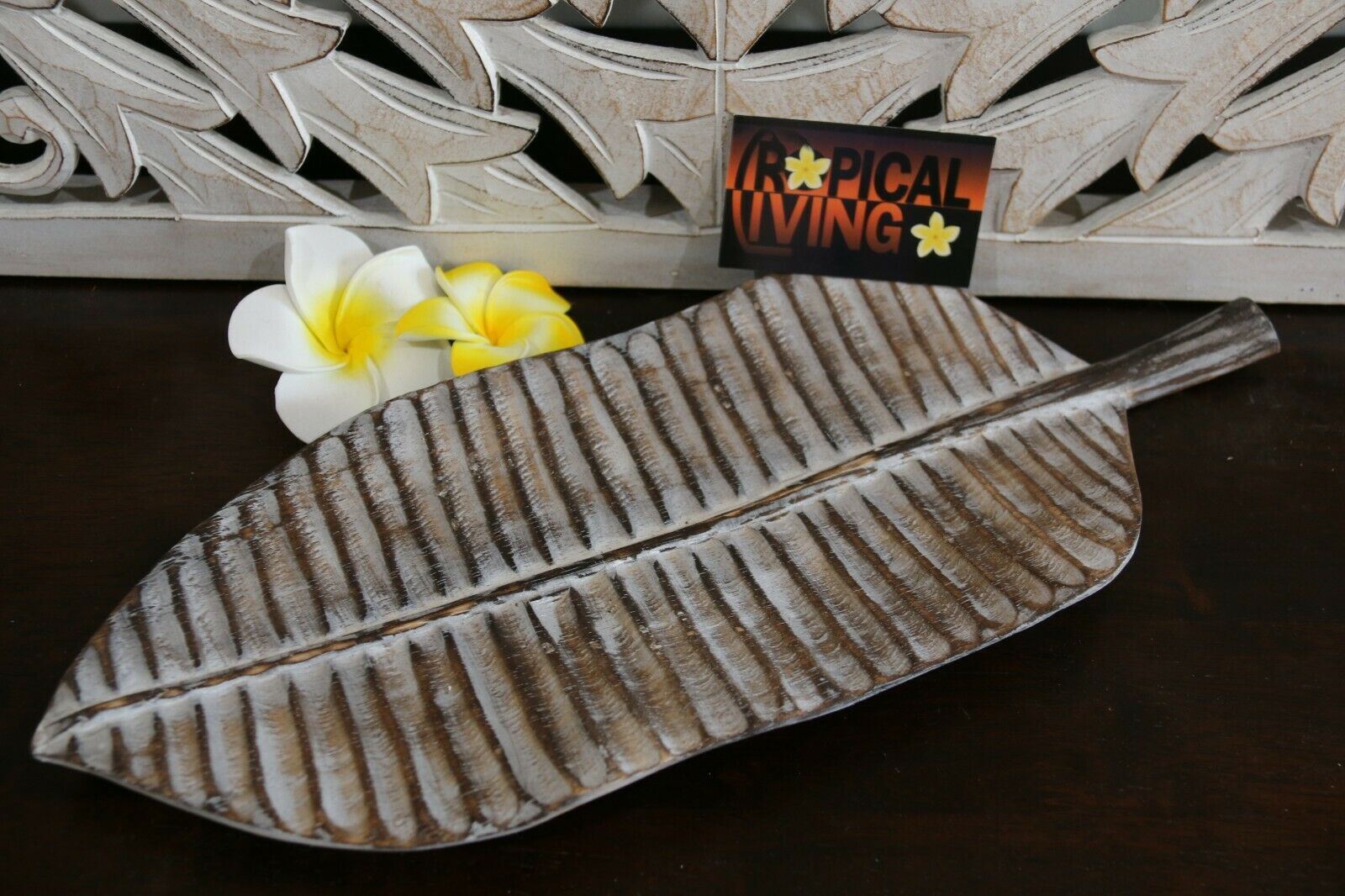 NEW Balinese Hand Carved Wooden Banana Leaf Platter - 3 sizes available.