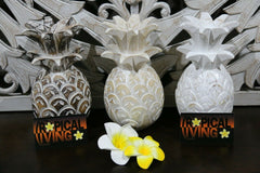 NEW Hand Carved Wooden Pineapple Decor - BOHO Style  -  3 Colours Available