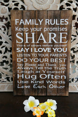 Brand New FAMILY RULES Sign - 3 Colours Available - Affirmation Wall Art