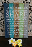 Brand New FAMILY RULES Sign - 3 Colours Available - Affirmation Wall Art