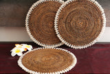 NEW Bali Woven Rattan Placemats w/Shell Trim - Balinese Woven Table Mat w/Shells