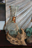 NEW Molten Glass on Wood Vase - Bali Blown Glass on Wood Vase - many styles