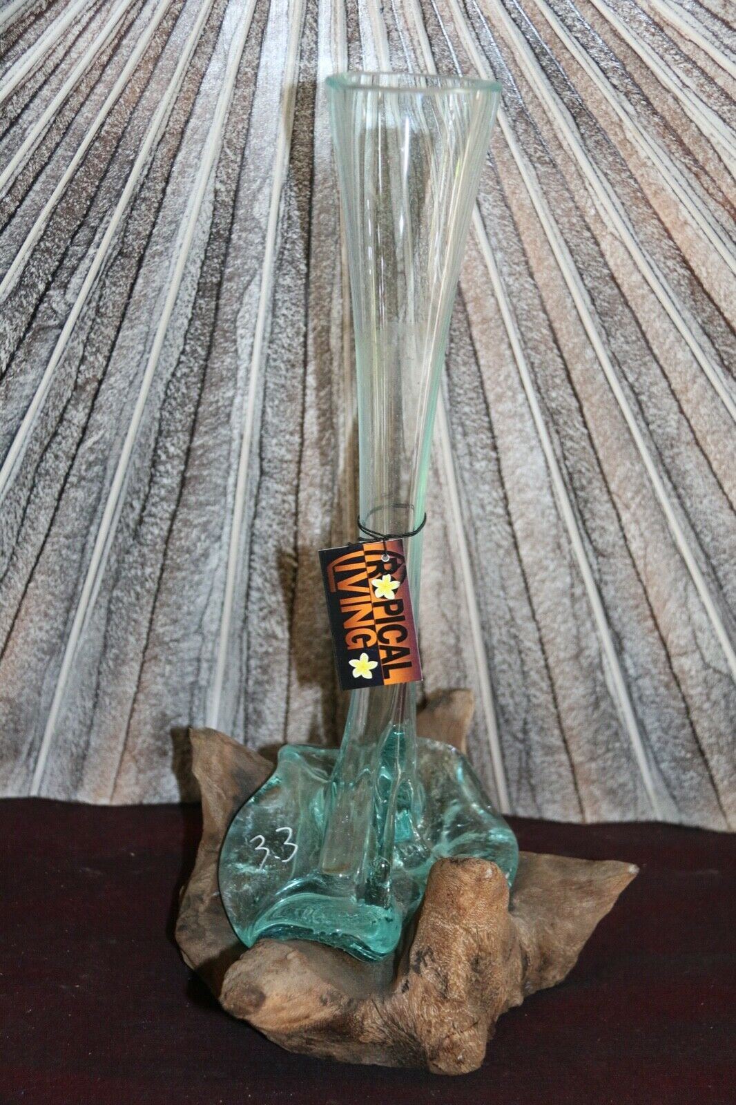 NEW Molten Glass on Wood Vase - Bali Blown Glass on Wood Vase - many styles