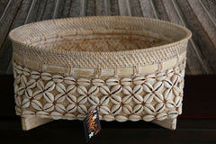 NEW Balinese Hand Crafted Woven Open Basket w/Rattan & Shell Trim - 3 Sizes Avai