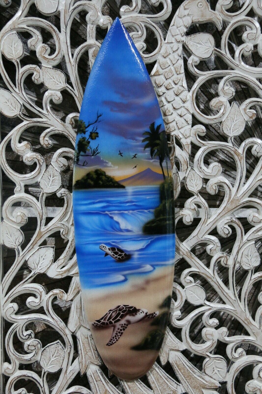 NEW Bali Handmade Air Brushed Surfboard Wall Decor 50cm - Bali Surfboard Sign