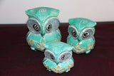 NEW Balinese Hand Carved Set 3 Owls - Wood Carved Bali Animals - 7 Colours Avail