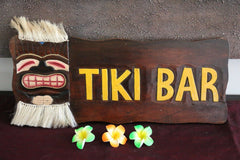 NEW Hand Crafted & Carved TIKI BAR Sign - Bali Bar Sign - Tropical Island Bar