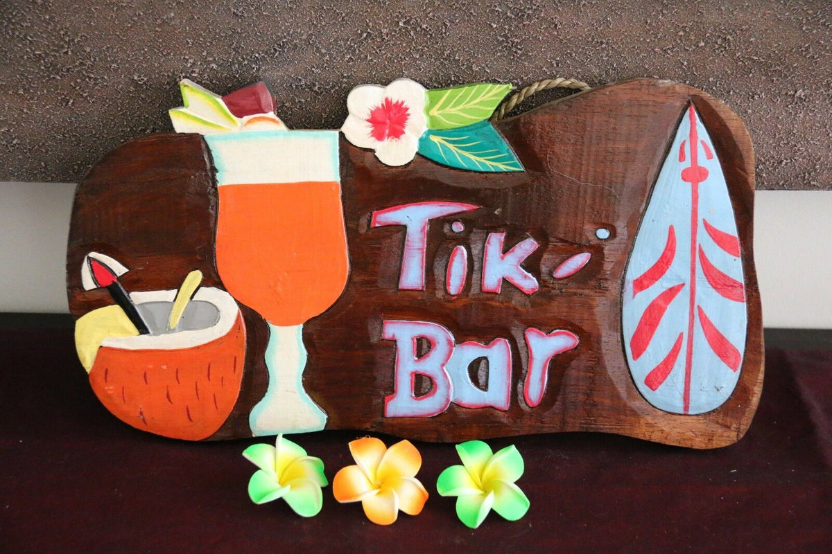 NEW Hand Crafted & Carved TIKI BAR Sign - Bali Bar Sign - Tropical Island Bar